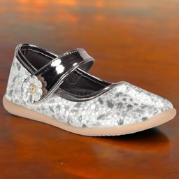 Lil Lollipop Flower Applique Detailed Shimmer Bellies With Velcro Closure - Dark Grey-image-94