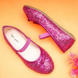 boyz n galz Sequin Embellished &Bow Applique Detailed Ballerinas - Fuchsia-image-15