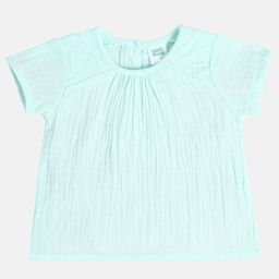MINI KLUB Cotton Half Sleeves Solid Top - Sea Green-image-1