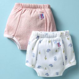 Ben Benny Cotton Interlock Knit Waterproof Laminated Padded Briefs with Ducky Print Pack of 2 - Pink & White-image-37
