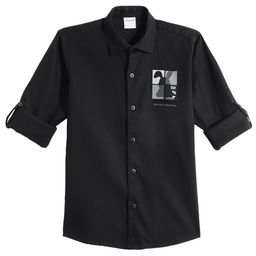 CAVIO Cotton Woven Full Sleeves Screen Printed Shirt - Black-image-43