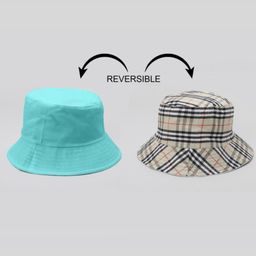 Tipy Tipy Tap Cotton Solid & Checked Reversible Bucket Cap - Turquoise - Diameter - 60cm-image-32