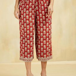 Fabindia Women Ethnic Motifs Printed High-Rise Culottes Trousers-image-44