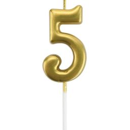 Bubble Trouble Numerical Cake Topper Candle Number 5 - Golden image 2