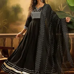 Sangria Embroidered Anarkali Kurta With Dupatta-picture-28
