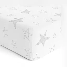 The White Cradle Grey & White Conversational Printed 120TC Fitted Cotton Crib Bedsheet-image-48