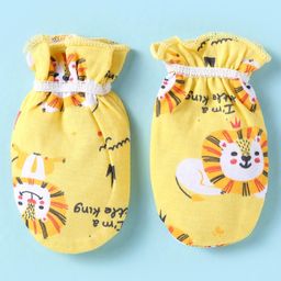 OHMS Interlock Knit Mittens & Booties With Tiger Print Pack of 2 - Yellow image 3