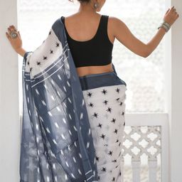 JAIPURI PRINT Block Print Pure Cotton Solid Border Saree image 3