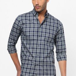 The Collection Classic Tartan Checks Checked Spread Collar Cotton Slim Fit Shirt-image-64