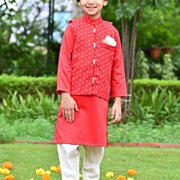 EthIndia Boys Bandhani Printed Regular Pure Cotton Kurta with Pyjamas-16