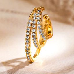 Rubans 22K Gold-Plated American Diamond Studded Classic Ear Cuff-3