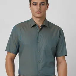 Van Heusen Men Regular Fit Spread Collar Textured Cotton Formal Shirt-image-11