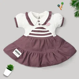 Hijo Kids Wear Girls Solid Shirt Collar Puff Sleeve Peplum Knee Length Dress-image-42