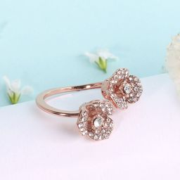 Estele Rose Gold-Plated Crystal Studded Finger Ring-image-84