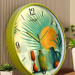 RANDOM Off White & Green Printed Analogue Contemporary Wall Clock-image-22
