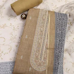 Meena Bazaar Floral Woven Design Sequinned Unstitched Dress Material-image-46