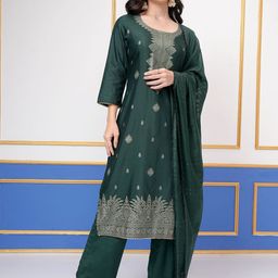 Vishudh Ethnic Motifs Woven Design Regular Straight Kurta With Trouser With Dupatta-picture-45