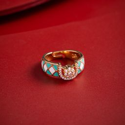 Kushal's Fashion Jewellery Gold-Plated White Cubic Zirconia Studded Party Finger Ring-image-17