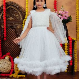 BAESD Girl Embellished Ruffles Tulle Gown Maxi Dress-image-70