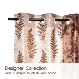 CURIOUS LIFESTYLE Brown & Yellow 2 Pieces Floral Printed Room Darkening Window Curtains image 4