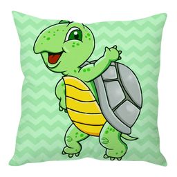 Stybuzz Tortoise Cartoon Cushion Cover - Green-image-2