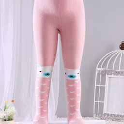 Cute Walk by Babyhug Anti-bacterial Footed Tights Teddy Design - Pink-picture-0