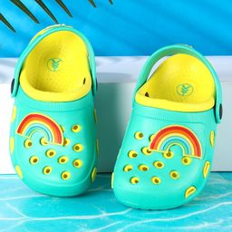 Pine Kids Clogs with Backstrap Rainbow Patch - Light Green Yellow-picture-8