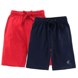 Kiddopanti Pack Of 2 Knee Length Shorts - Navy & Red-picture-36