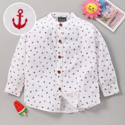 Rikidoos Full Sleeves All Over Anchor Printed Shirt - White-image-21