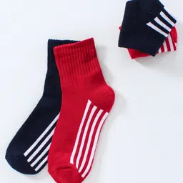 Pine Kids Anti Micorbial Ankle Length Socks Pair of 2 - Red Navy Blue-picture-30