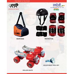 JJ Jonex Tenacity Adjustable Roller Skating Kit Large Combo - Black/Red-1