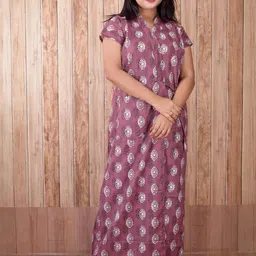 CLYMAA Multi Cotton Blend Maxi Printed Nightdress-picture-22