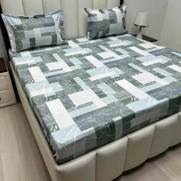 Pure Decor Royal Velar Blue Printed Pure Cotton 300 TC King Bedsheet Set 2.74 m x 2.74 m-image-54