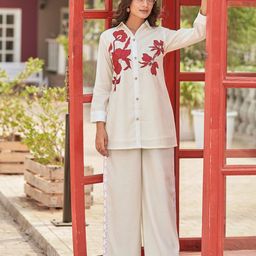 AUTUMN LANE Printed Pure Cotton Shirt Collar Shirt With Trousers Co-Ords Set-image-24