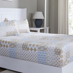 MASPAR Mustard Printed Cotton 144TC Single Bed Bedsheet & 1 Pillow Cover 1.52 x 2.24 m-18