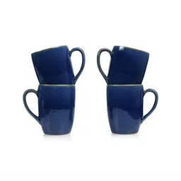 Mesa Blue & Beige 6 Pieces Stoneware Glossy Mugs 230 ml Each-40