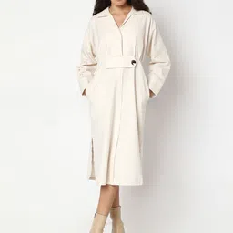 Vero Moda Shirt Collar A-Line Midi Dress-image-6
