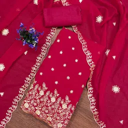 LeeliPeeri Designer Floral Embroidered Sequinned Unstitched Dress Material-image-89