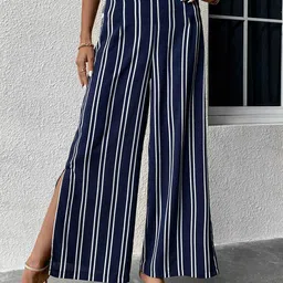 DressBerry Women Striped Flared High-Rise Trousers-picture-10