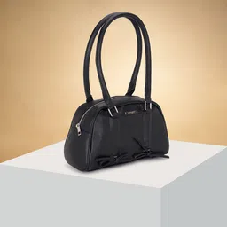 Forever Glam by Pantaloons Colourblocked PU Bowling Handheld Bag with Tasselled-image-82