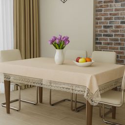 Aura Cream-Coloured Dot Design Rectangle 6 Seater Dining Table Cover-picture-48