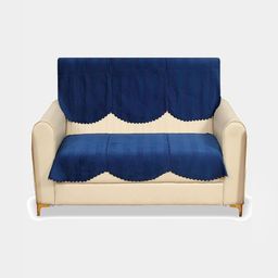 Fashion Throw Navy Blue Velvet 2 Piece Sofa Cover-image-80