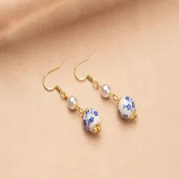 AQUASTREET Gold Plated Pearls Beaded Spherical Shaped Drop Earrings-image-22