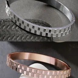 The Roadster Lifestyle Co Men Set Of 2 Rhodium-Plated Kada Bracelet-image-87