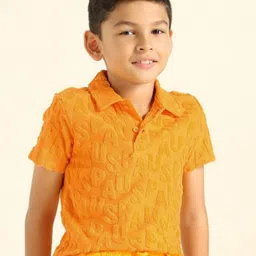 U.S. Polo Assn. Kids Boys Self Design Polo Collar Cotton T-shirt-image-77
