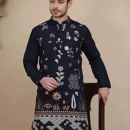 Jompers Men Floral Embroidered Thread Work Kurta-50