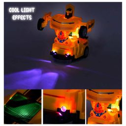Fiddlerz Bump & Go Automatic Deformation 2-in-1 Transforming Car With Light & Music - Yellow image 2