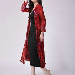 Cation Floral Printed Open Front Longline Shrug image 4
