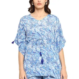 YASH GALLERY Printed Kaftan Tunic With Trousers Co-Ords image 2