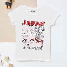 max Girls Typography Printed Round Neck Pure cotton T-shirt-image-37